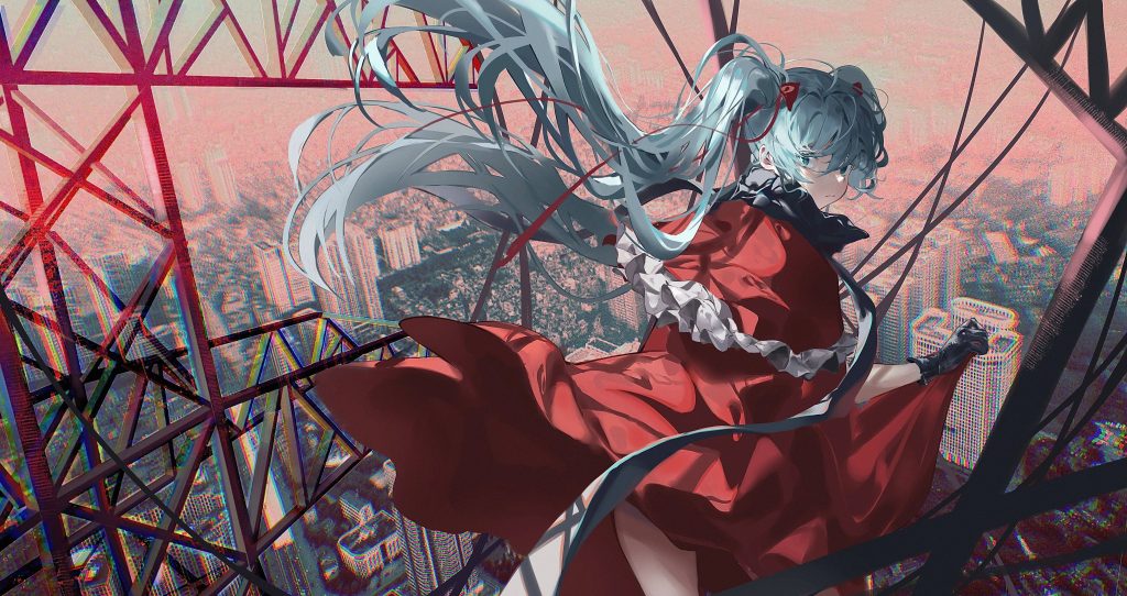 图片[1]_初音未来(初音ミク-初音未来)红色 高楼 壁纸高清壁纸 Hatsune Miku_次元岛