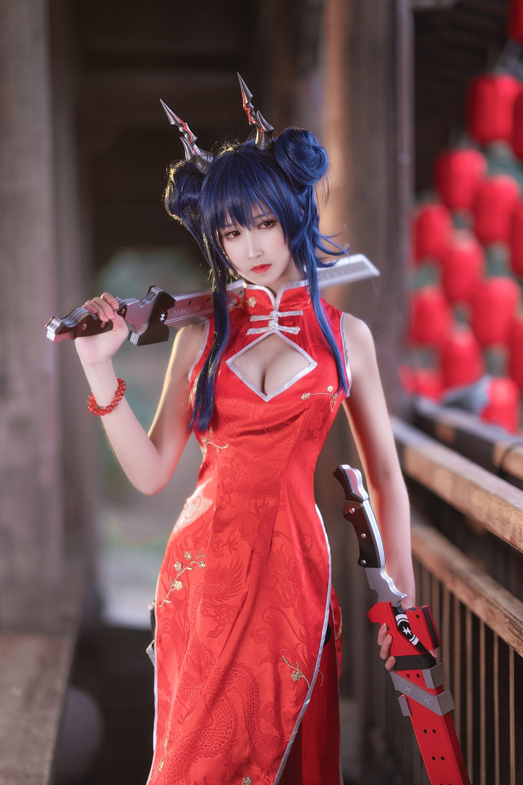 8P三度 明日方舟陈 红色旗袍 cos 手机写真_69006_次元岛
