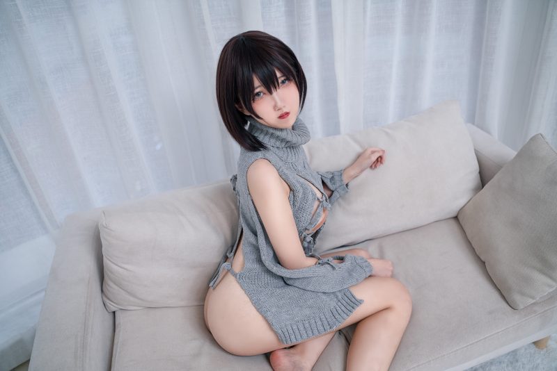 8P阿薰kaOri 露背毛衣 丰满性感 电脑壁纸 NO.002_次元岛