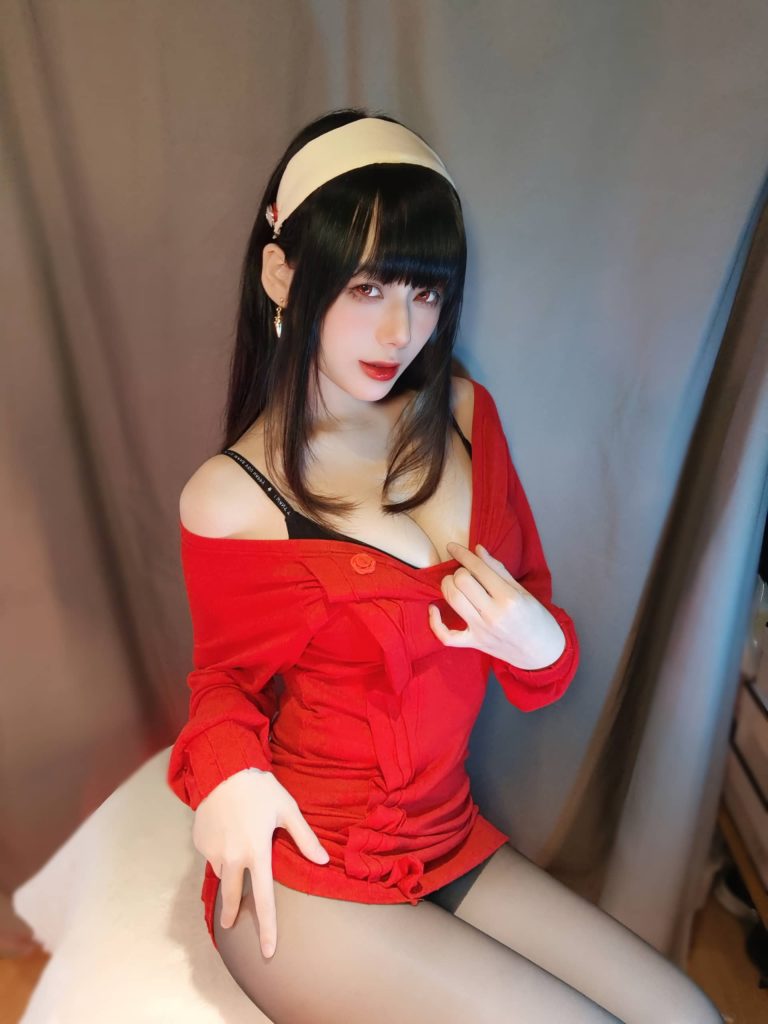 图片[3]_20P 九言 约尔毛衣 红色毛衣 黑丝丝袜性感瞬湿cosplay好看的壁纸NO.026_次元岛