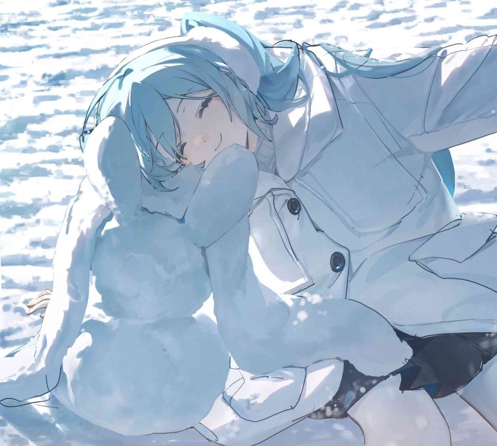 图片[1]_初音未来堆雪人(初音ミク-初音未来)高清壁纸免费下载_次元岛