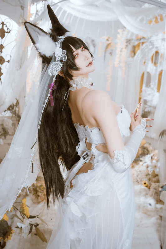 40P 兔胖胖 武藏花嫁 白色婚纱 黑丝情趣内衣 丰满 性感美女图片NO.005_次元岛