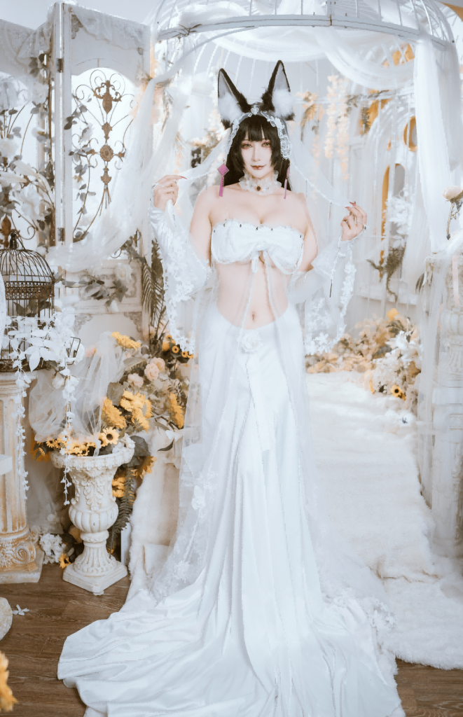 图片[4]_40P 兔胖胖 武藏花嫁 白色婚纱 黑丝情趣内衣 丰满 性感美女图片NO.005_次元岛