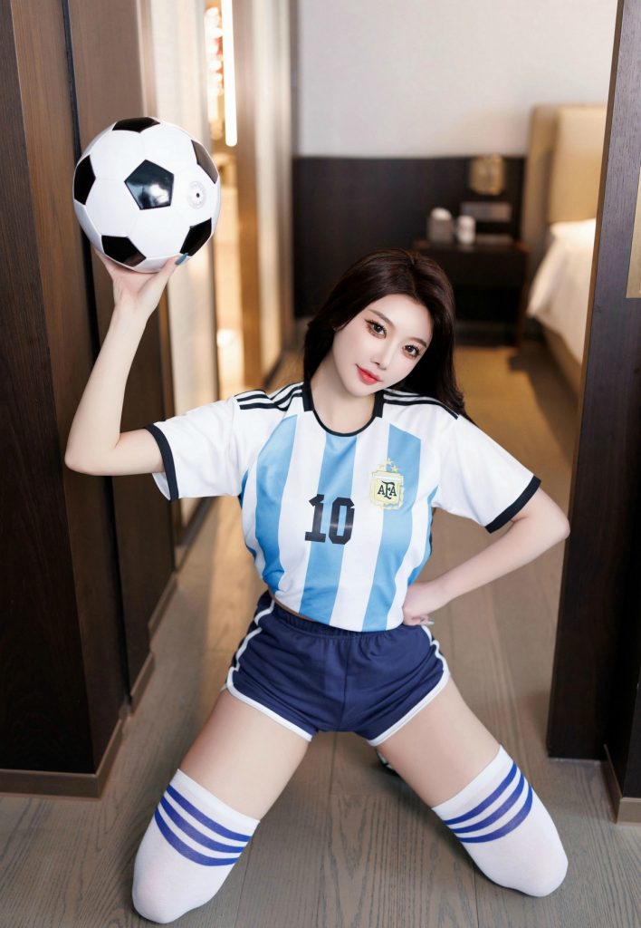 图片[2]_10P网红美女杨晨晨足球宝贝 身着球衣短裤居家写真图片_次元岛