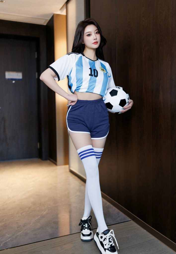 图片[3]_10P网红美女杨晨晨足球宝贝 身着球衣短裤居家写真图片_次元岛