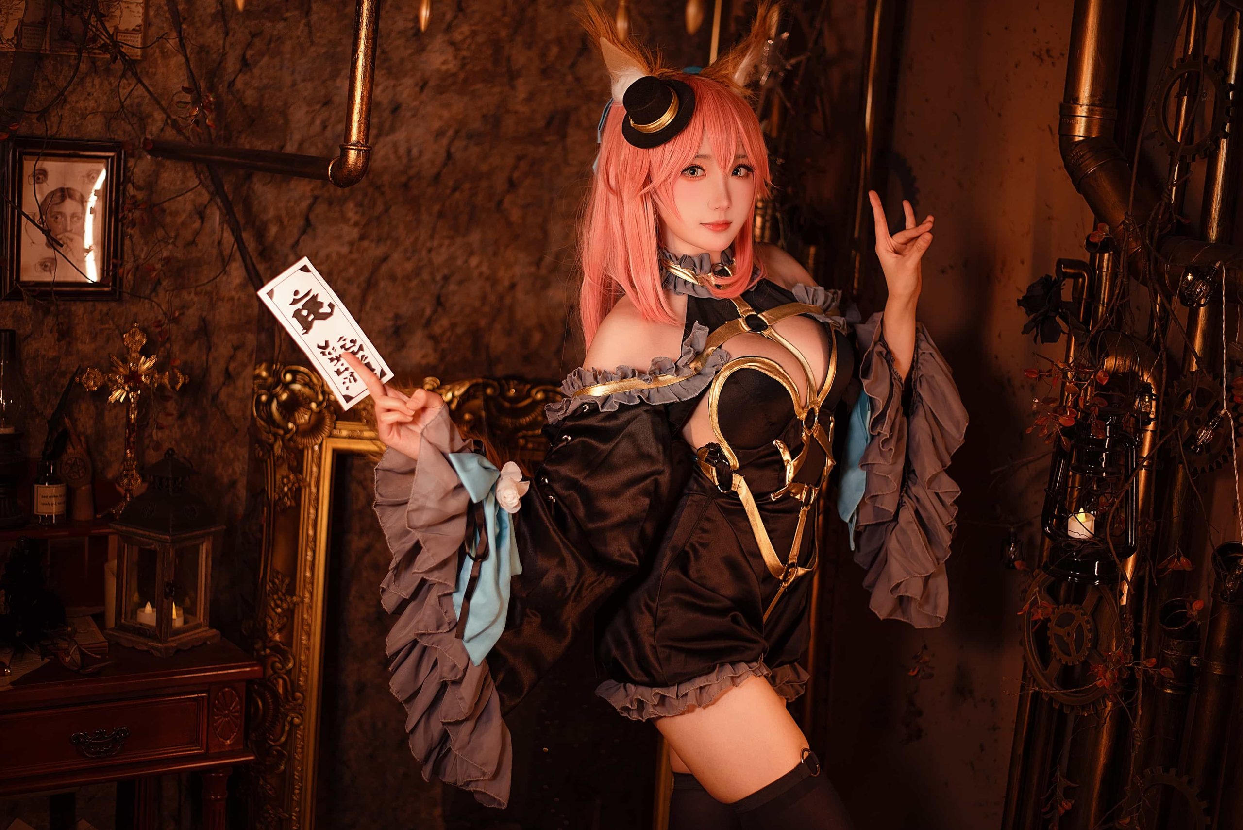 桜桃喵 20P瓜希酱 玉藻前 漆黑魔术服 cosplay二次元 NO.052_次元岛